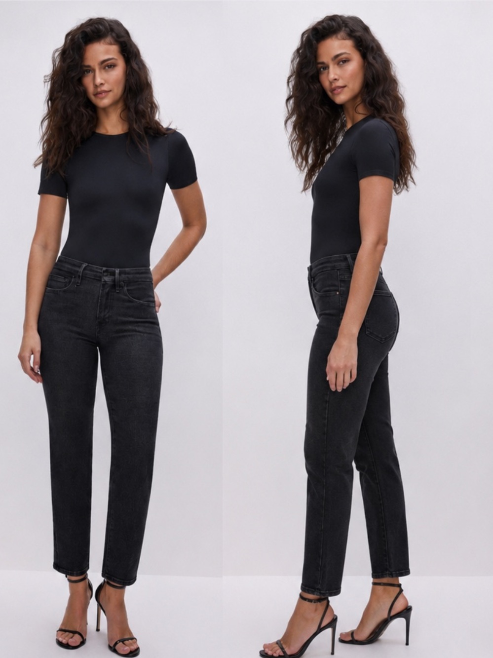 Good American Good Straight Black High Rise Jeans Women’s 10/30 Stretch Denim